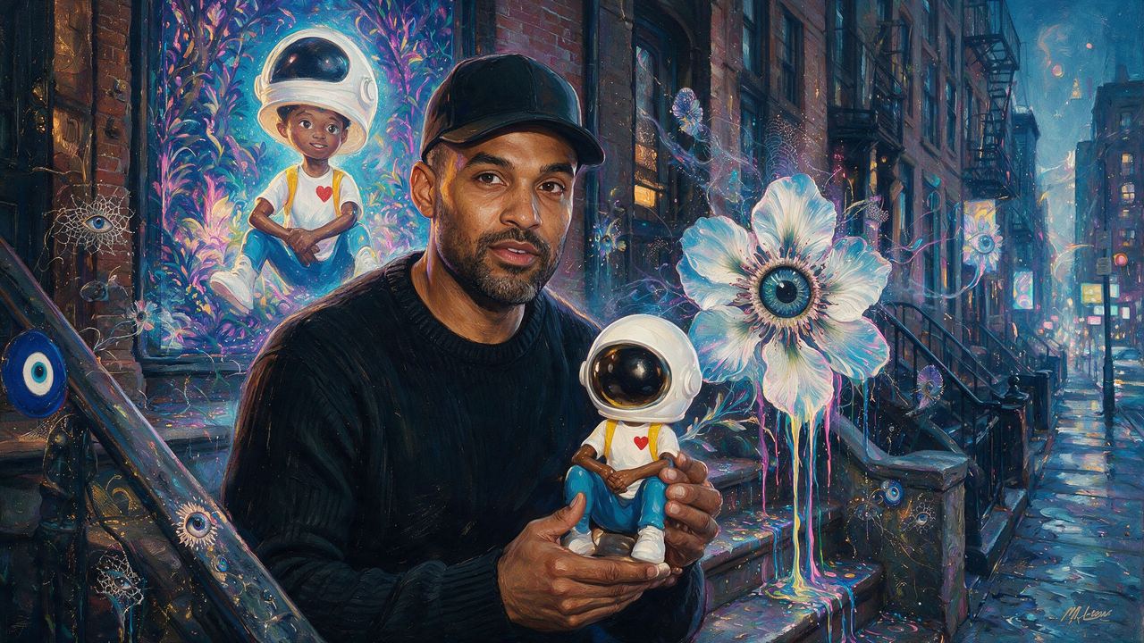 Micah Johnson, portrait painted by MLow: Boy in the Helmet
