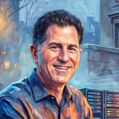 Michael Dell, portrait painted by MLow: The Dorm Room on the Columbia Steps