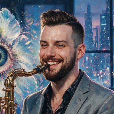 Mike Casey, portrait painted by MLow: Horn in the Club