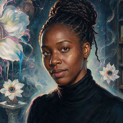 Mimi Onuoha, painted by MLow as a New Yorker
