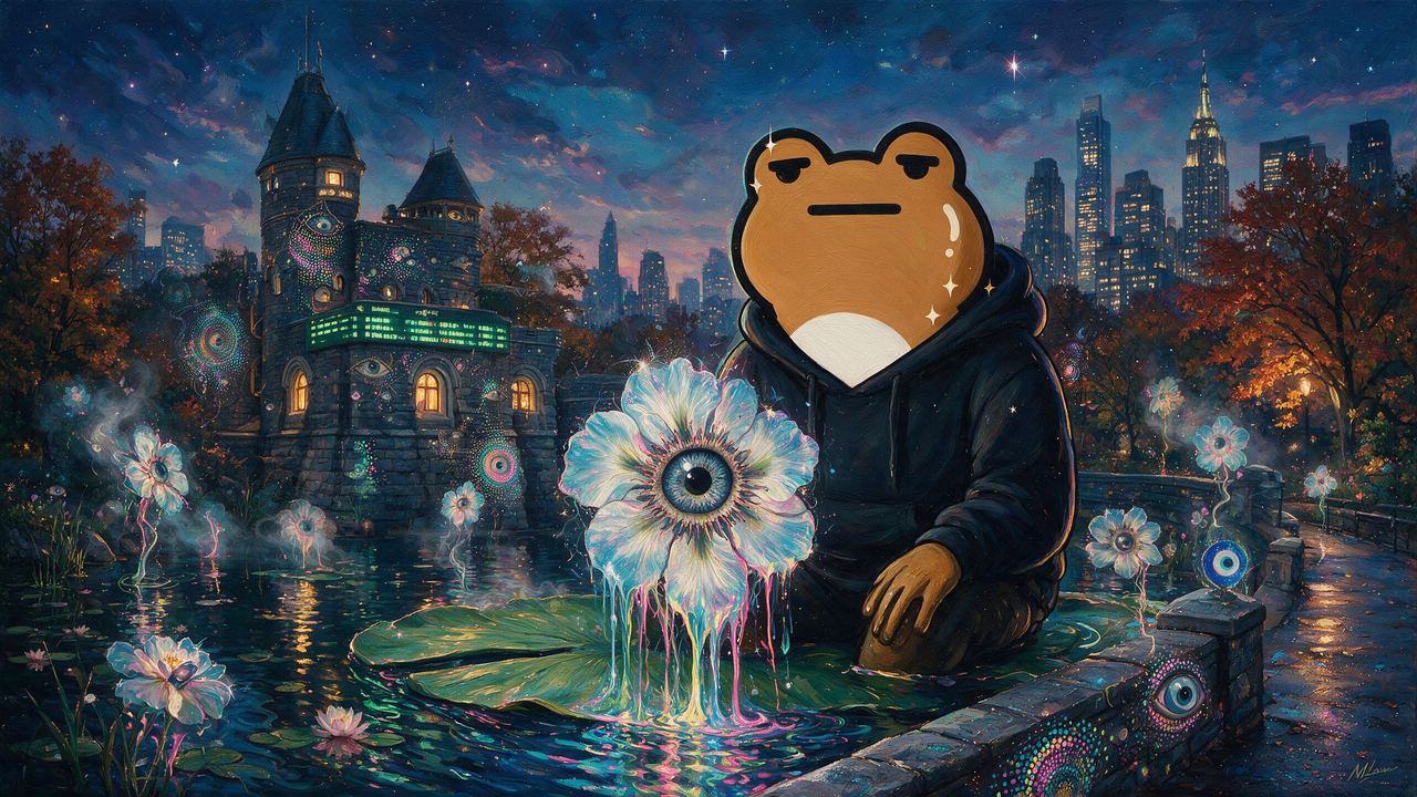 Mr. Frog, portrait painted by MLow: Unimpressed at Turtle Pond
