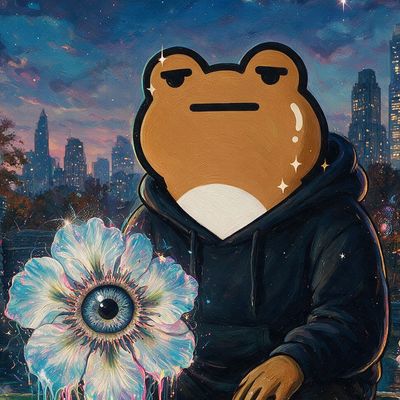 Mr. Frog, portrait painted by MLow: Unimpressed at Turtle Pond