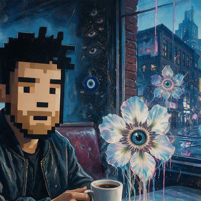 mrfernando88, portrait painted by MLow: Pixel Punk, Bottomless Cup