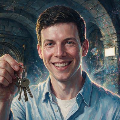 Nick Neuman, portrait painted by MLow: Three Keys Under Fifth Avenue