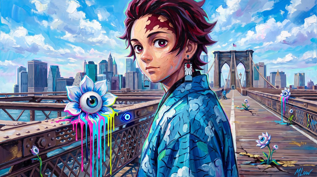 Numer0, portrait painted by MLow: Summer Sky over the Bridge