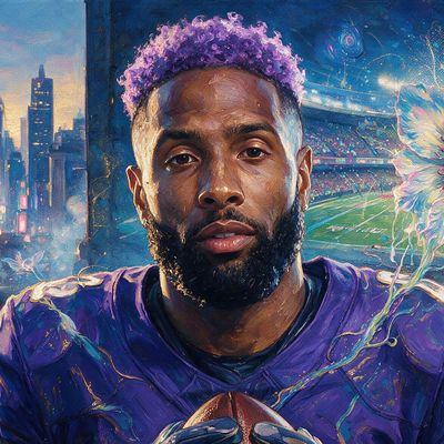 Odell Beckham Jr., portrait painted by MLow: Ball in Both Gloves