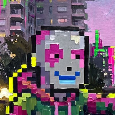 OG, portrait painted by MLow: Be Cool at the Fountain