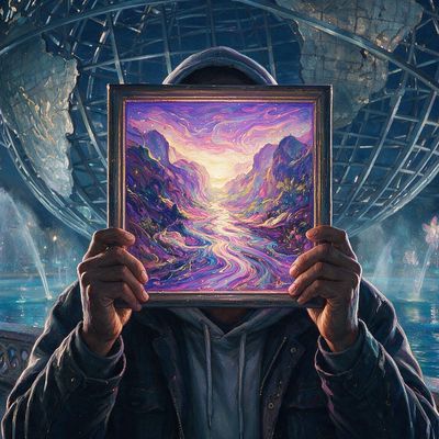 old ed hacked, portrait painted by MLow: Brainmelt at the Reflecting Pool