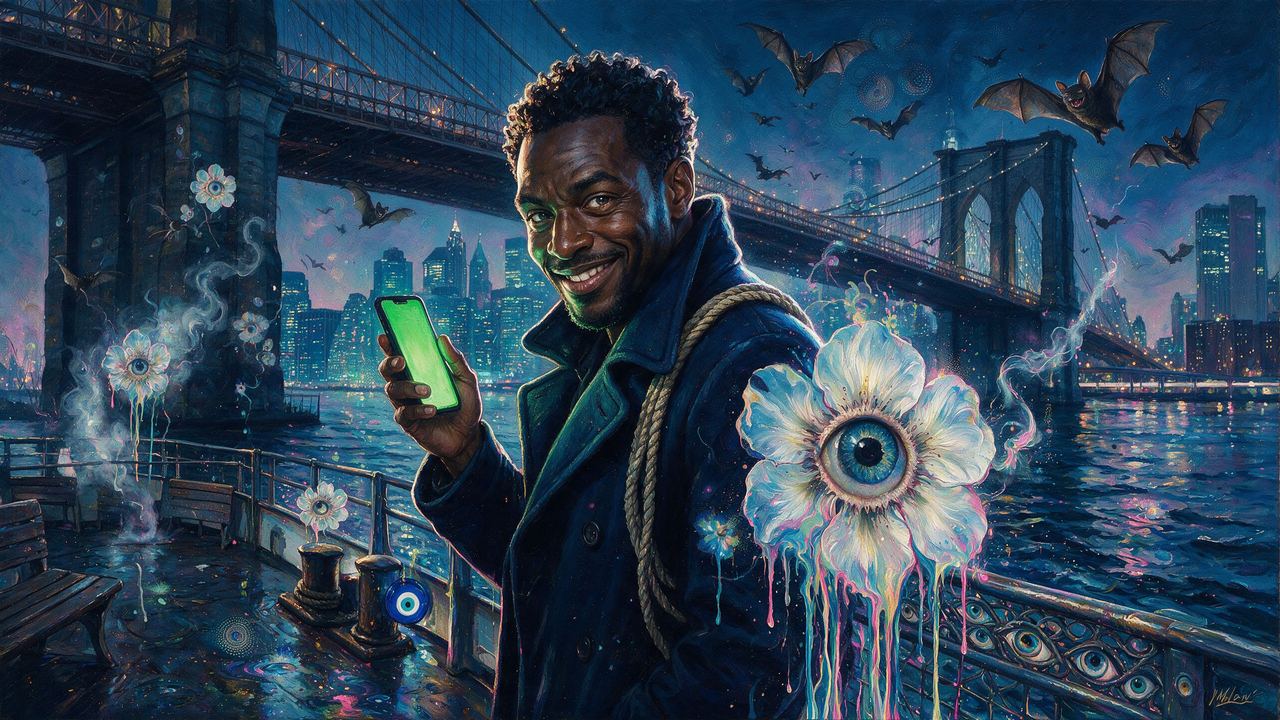 outerheavybat, portrait painted by MLow: Bats Under the Brooklyn Bridge