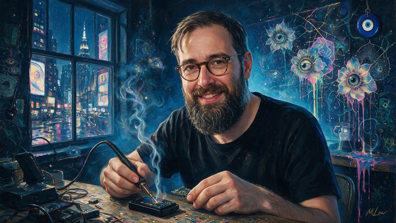 Pavol Rusnak, portrait painted by MLow: Solder Smoke in Brooklyn