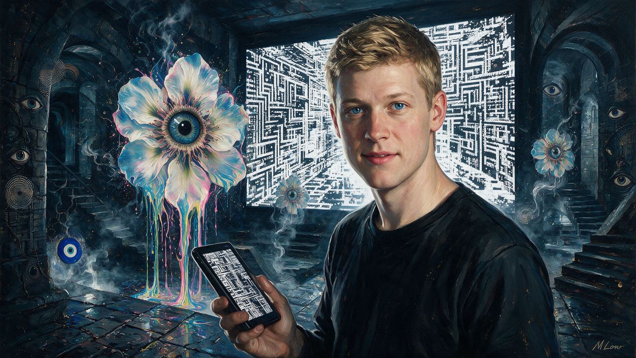Peter Burr, portrait painted by MLow: Labyrinth Below