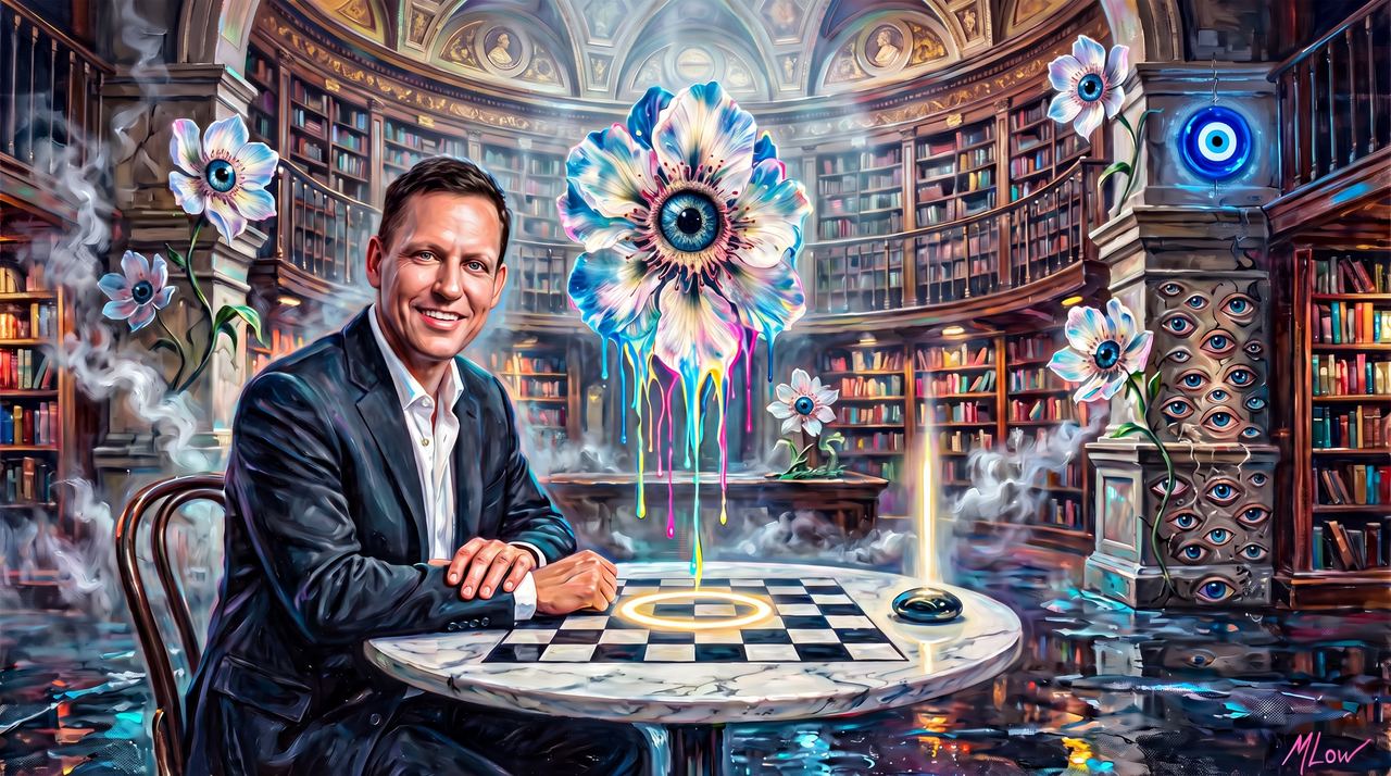 Peter Thiel, portrait painted by MLow: Zero to One at the Morgan