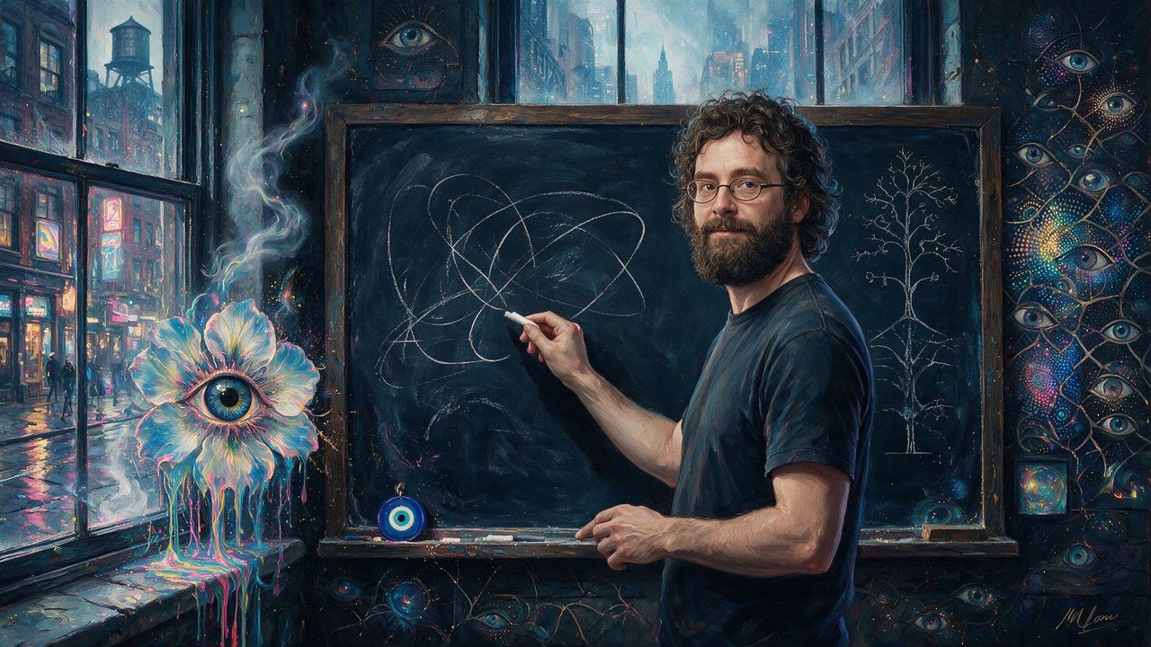 Pieter Wuille, portrait painted by MLow: Curves at the Courant Institute