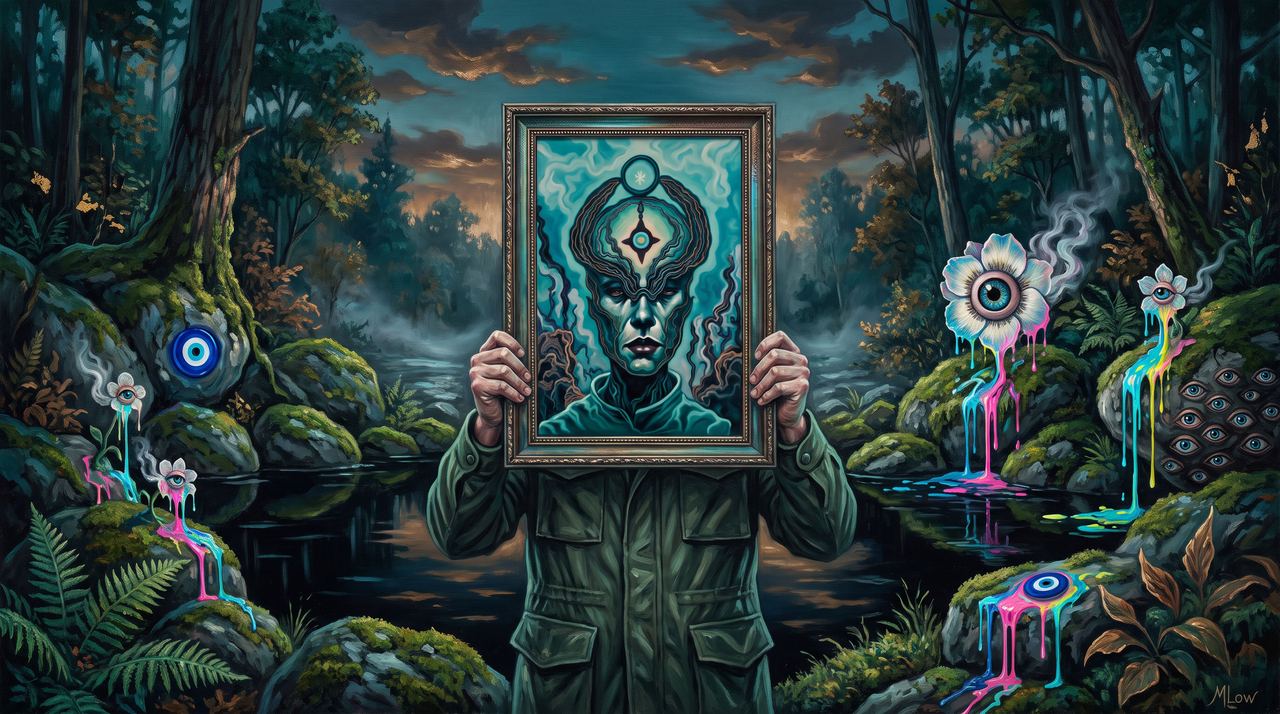 PixelFlipper, portrait painted by MLow: The Teal Face in High Rock Park