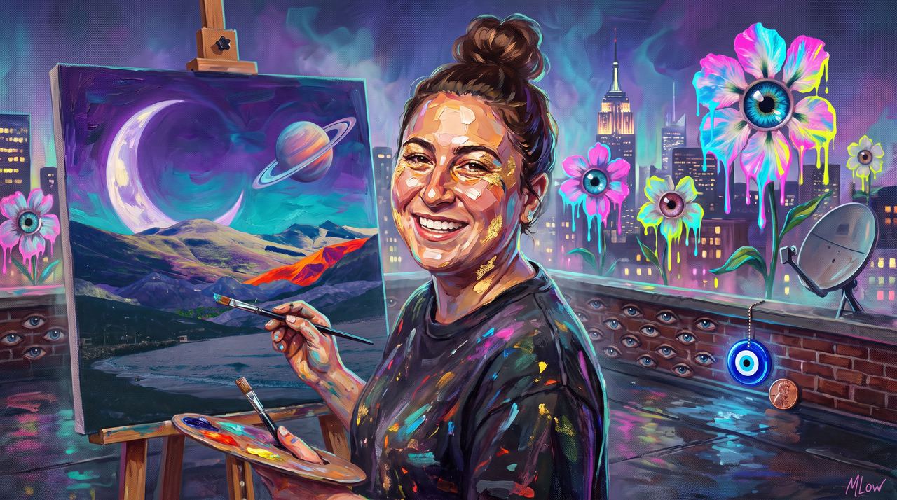 Post Wook, portrait painted by MLow: Saturn at the Easel
