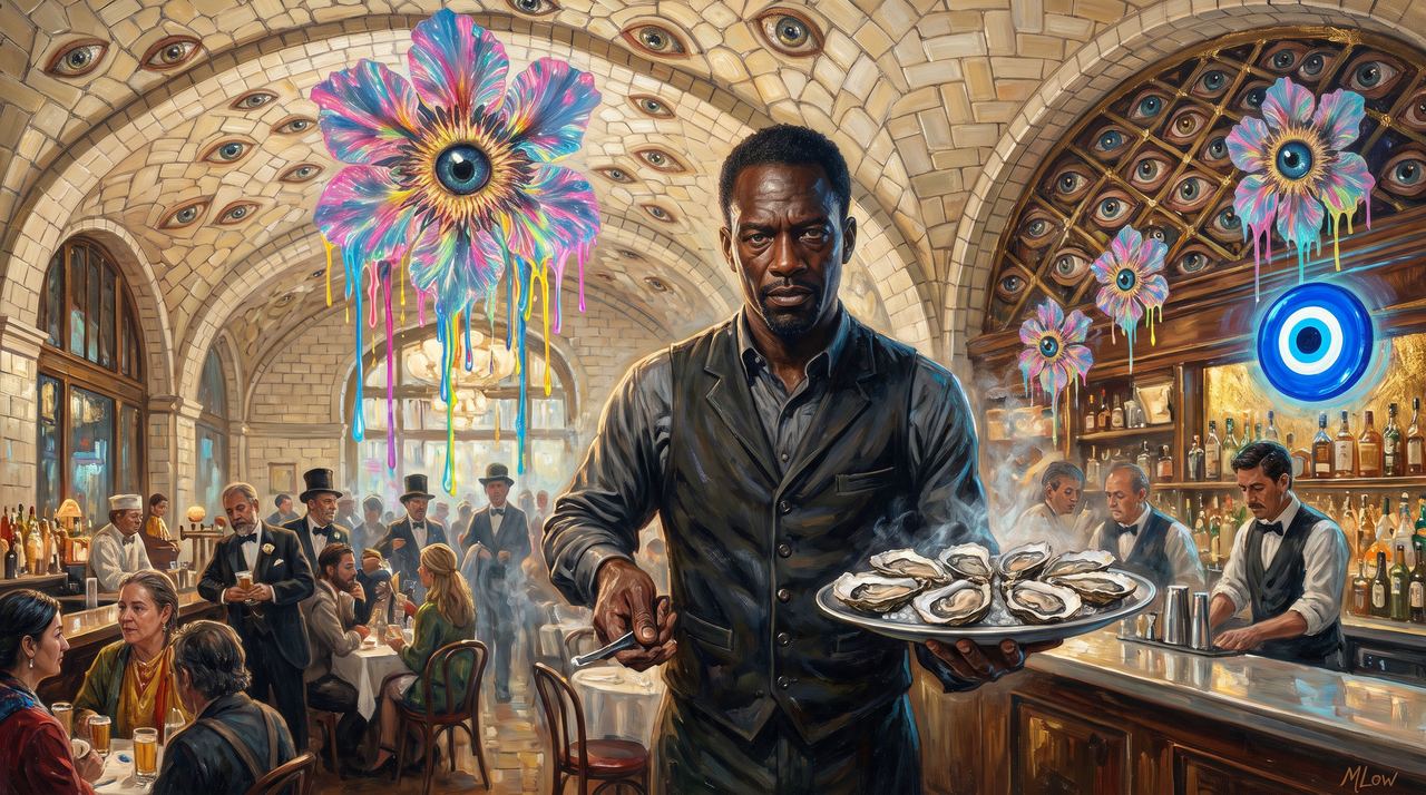 pred22.eth, portrait painted by MLow: Rush Hour under the Tiles