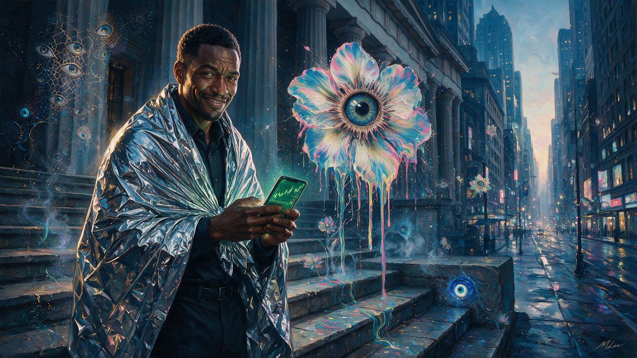 pricedin, portrait painted by MLow: Foil Blanket on Wall Street