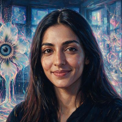 Priyanka Desai, portrait painted by MLow: Shelves of Small Things