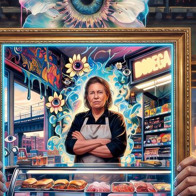 pudgypiper, portrait painted by MLow: The Bodega Keeper Under the 7