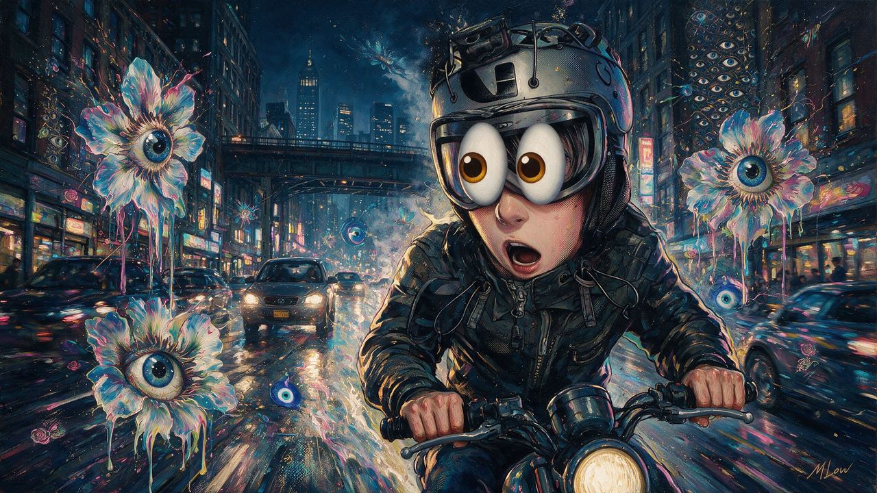 Putrick, portrait painted by MLow: Moped Down Canal Street