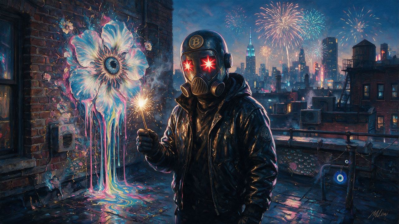 pyro, portrait painted by MLow: Sparkler on a Bushwick Roof