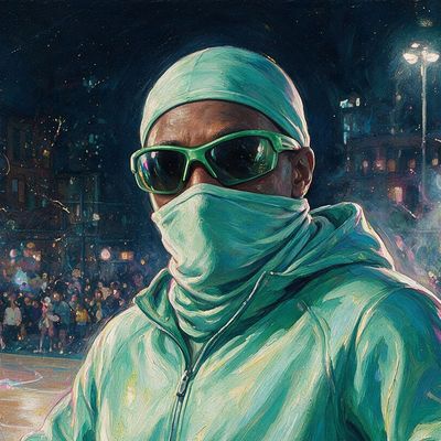 raredualjay, portrait painted by MLow: Courtside at Rucker Park