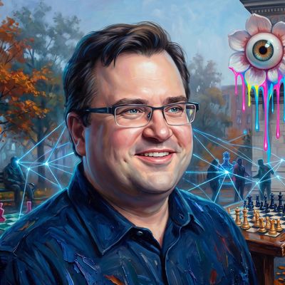 Reid Hoffman, portrait painted by MLow: The Network under the Arch