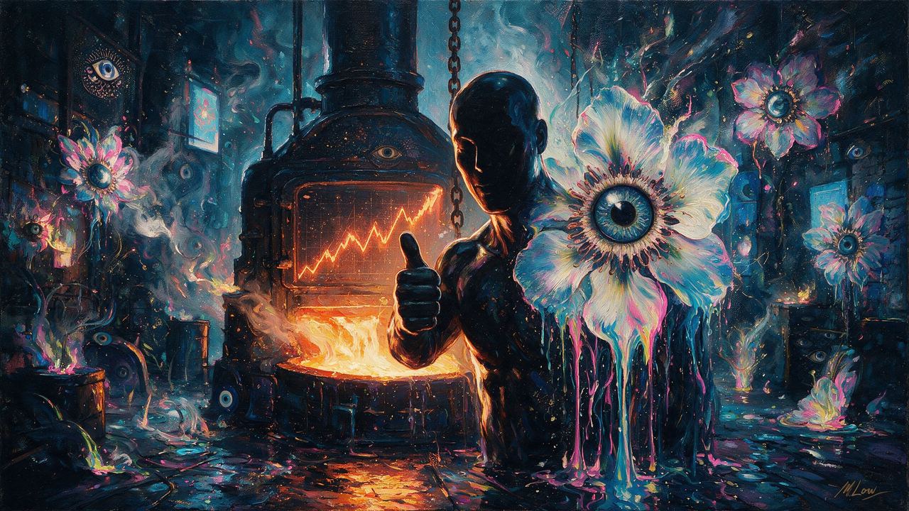 Rekt Capital, portrait painted by MLow: Thumbs Up at the Furnace
