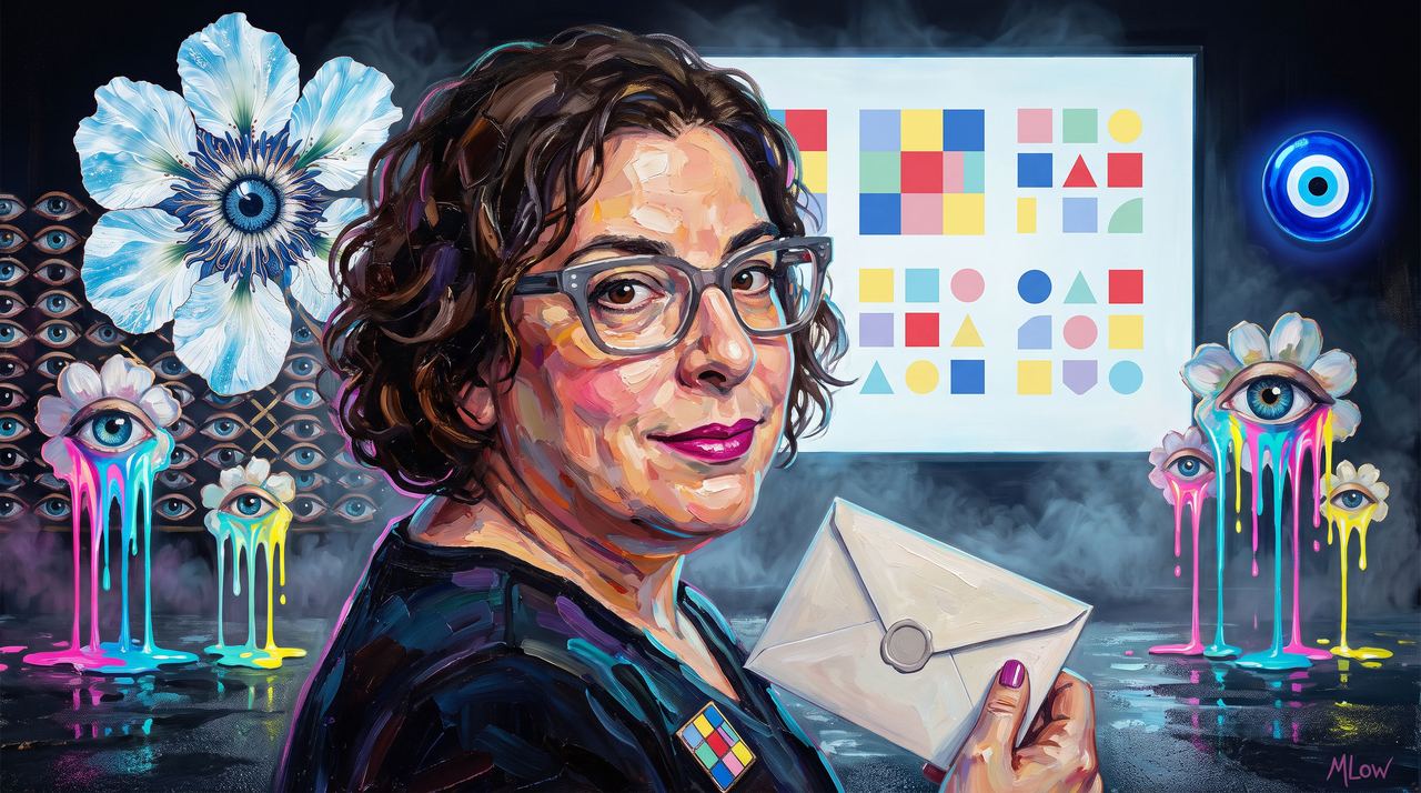 Rhea Myers, portrait painted by MLow: Sealed Lot on York Avenue