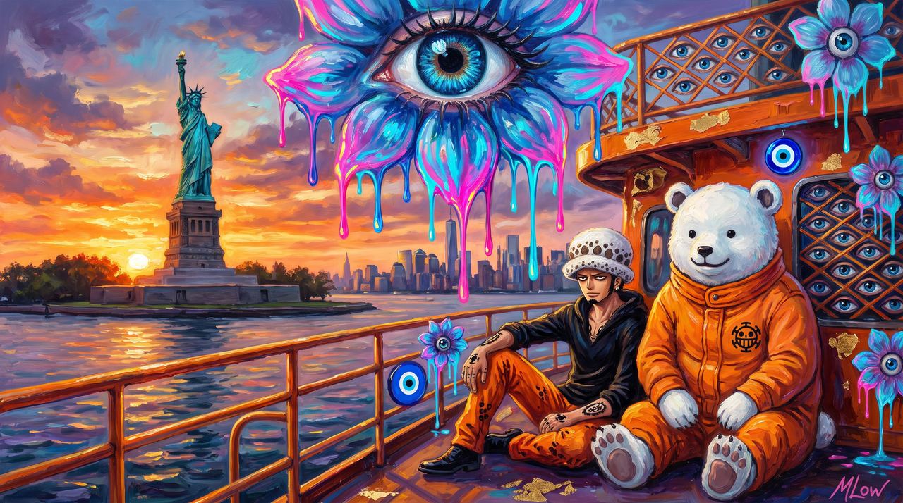 Risk, portrait painted by MLow: Ferry with a Polar Bear