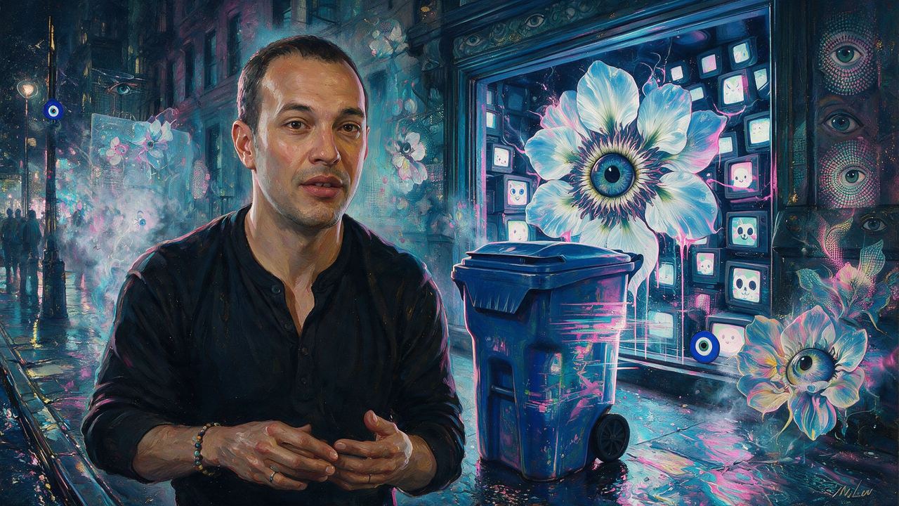 ROBNESS, portrait painted by MLow: Beside the Blue Bin
