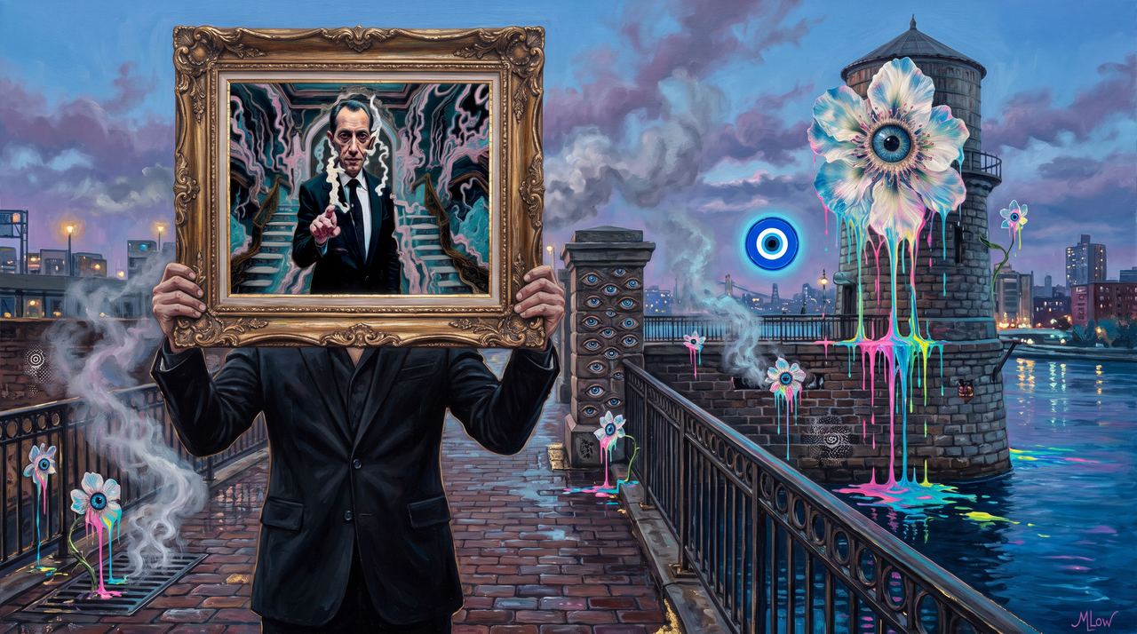 rofll.eth, portrait painted by MLow: The Staircase Over the Harlem River