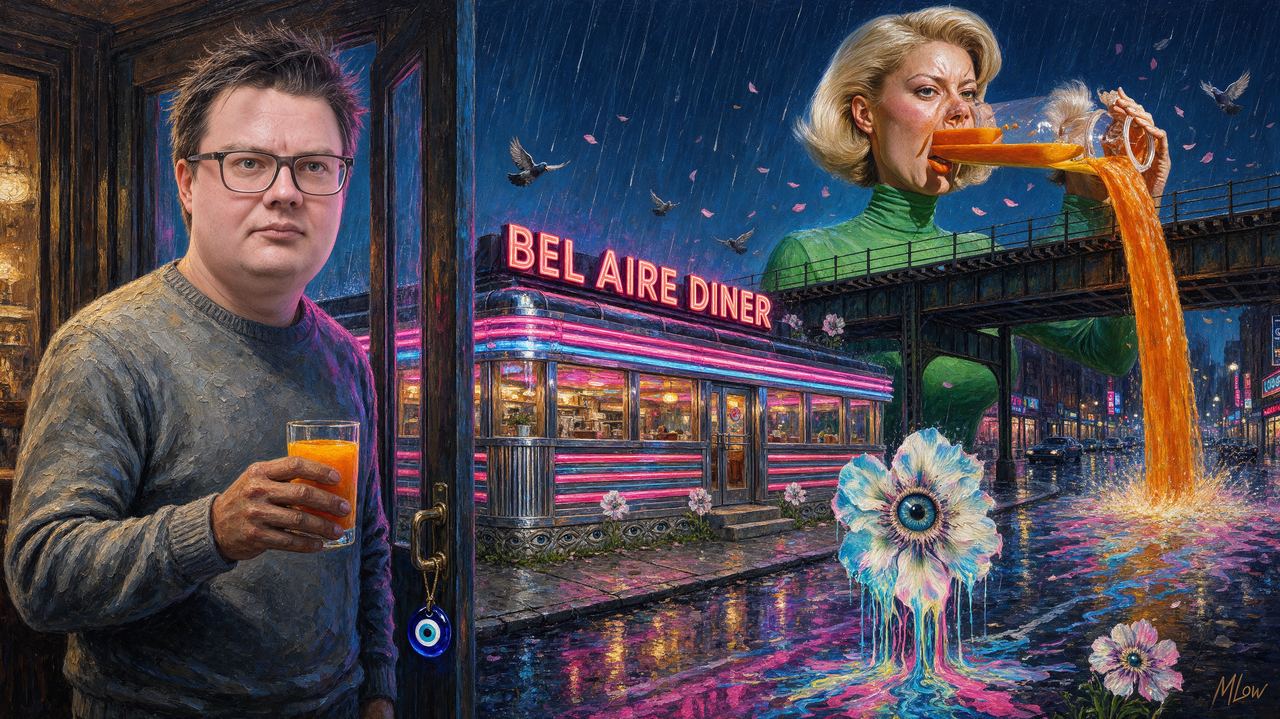 Roope Rainisto, portrait by MLow: Orange Juice Over Astoria