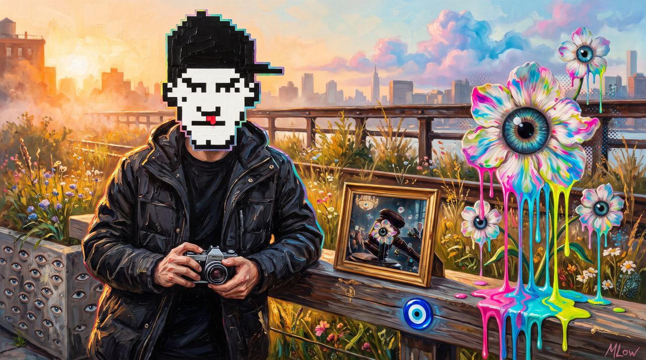 rush.base.eth, portrait painted by MLow: Overhead on the High Line