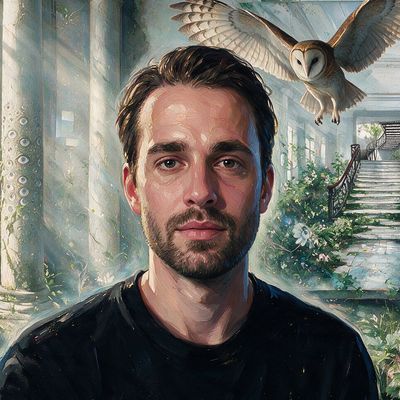 Ryan Koopmans, portrait painted by MLow: The Bathhouse Owl