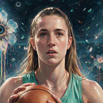 Sabrina Ionescu, portrait painted by MLow: Confetti at Barclays