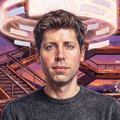 Sam Altman, portrait painted by MLow: Chat Bubbles on the Vessel
