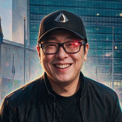 Samson Mow, portrait painted by MLow: Walking the UN Plaza