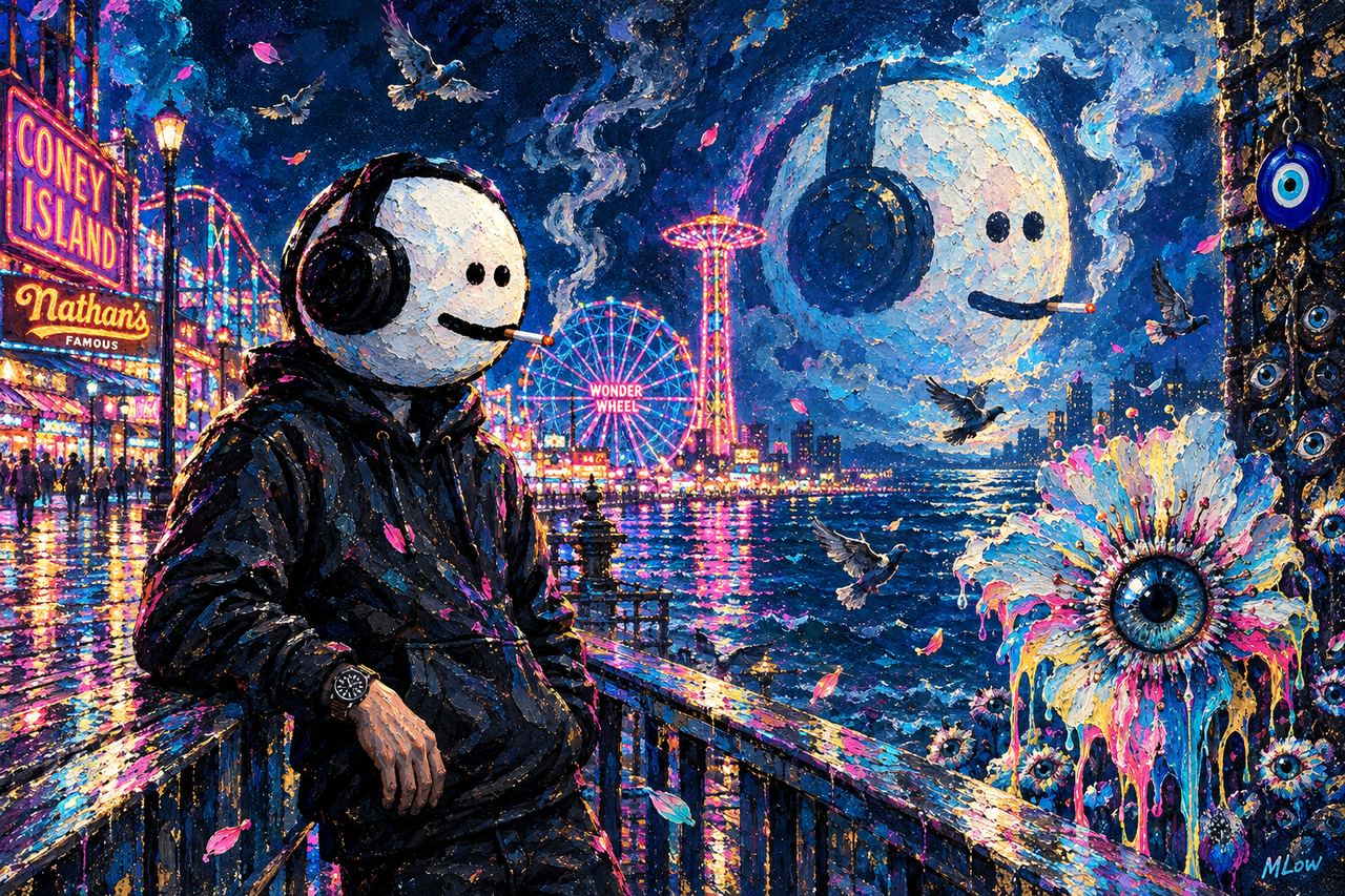 sartoshi, portrait by MLow: A Moon Over Coney Island