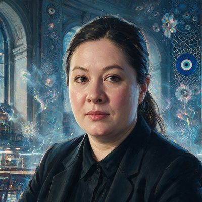 Sasha Stiles, portrait painted by MLow: Verses in Green Light