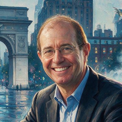 Silvio Micali, portrait painted by MLow: Proof in Washington Square