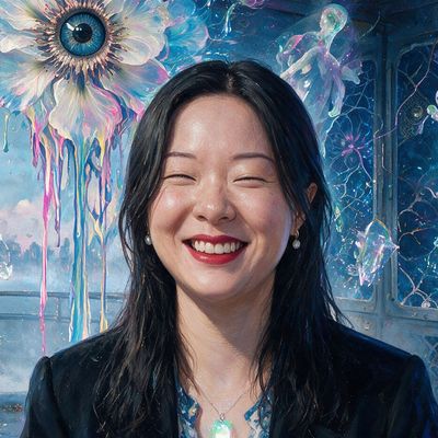 Snow Yunxue Fu, portrait painted by MLow: Floating Islands, Ferry Deck