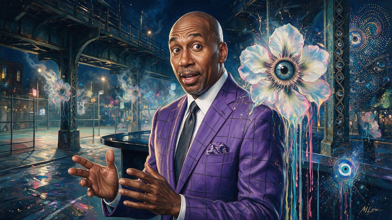 Stephen A. Smith, portrait painted by MLow: The Take Under the El