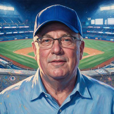 Steve Cohen, portrait painted by MLow: Owner's Box, Night Game