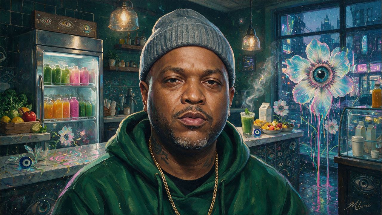 Styles P, portrait painted by MLow: Green Juice Bar
