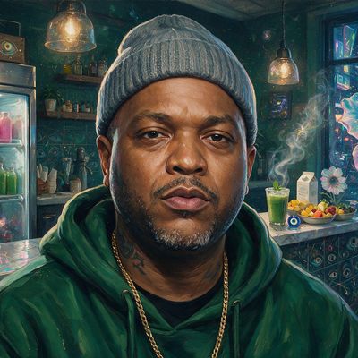 Styles P, portrait painted by MLow: Green Juice Bar