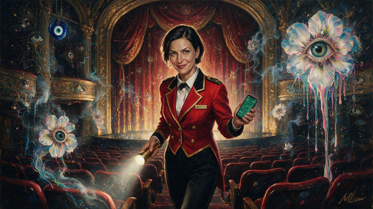 theo, portrait painted by MLow: Usher Before Curtain