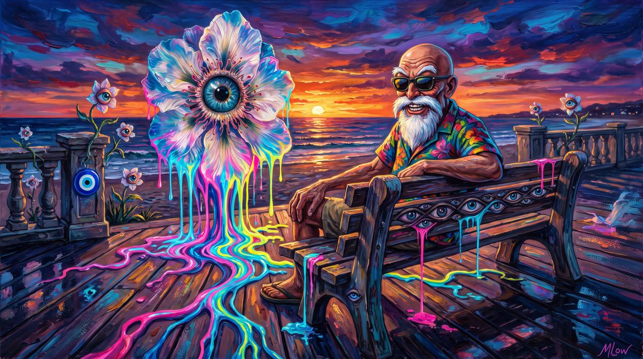 theonlyomp, portrait painted by MLow: Old Timer at Brighton Beach