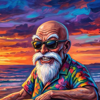 theonlyomp, portrait painted by MLow: Old Timer at Brighton Beach