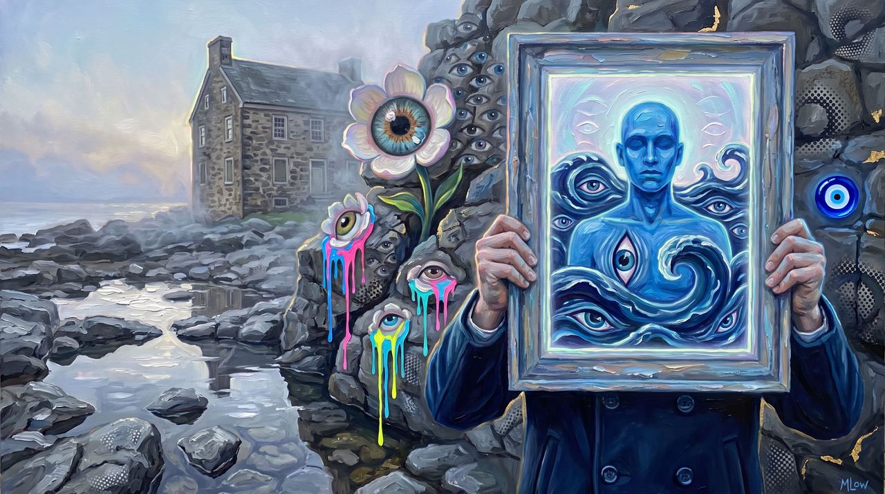 thompsona.eth, portrait painted by MLow: The Blue Man at Conference House